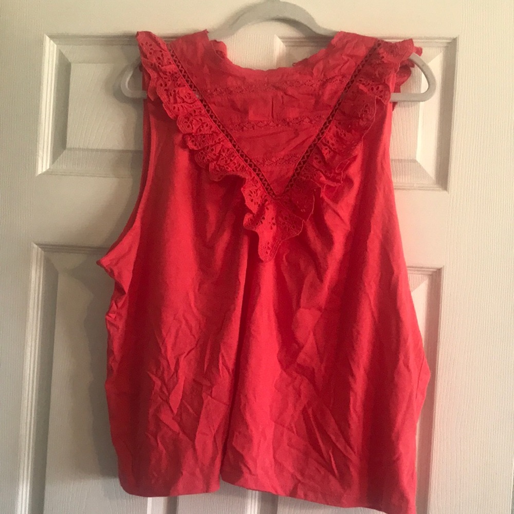 Red orange j.crew eyelet tank top